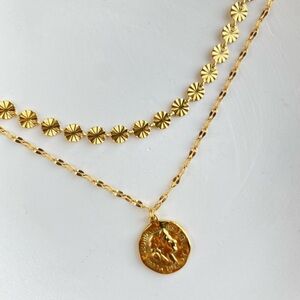 Elegant Gold Starburst Layered Necklaces
